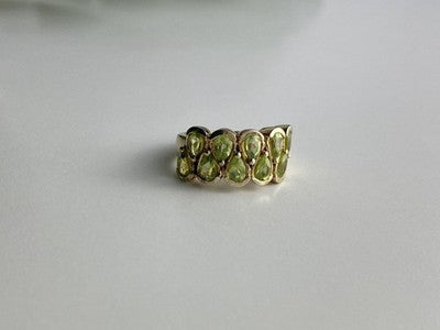 925 Sterling Silver Gold Plated Peridot Ring Size 6.5