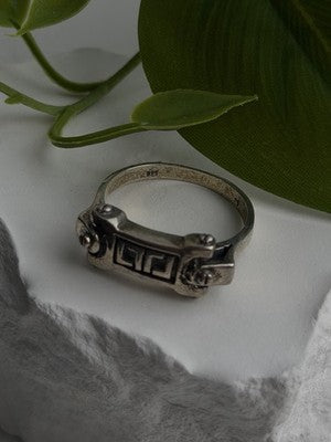 Men's Vintage Greek Key 925 Sterling Silver Ring Size 12.5