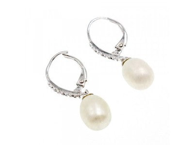 925 Sterling Silver Pearls & CZ Earrings