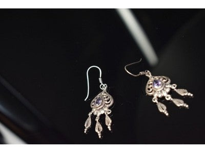 Vintage 925 Sterling Silver Amethyst Earrings