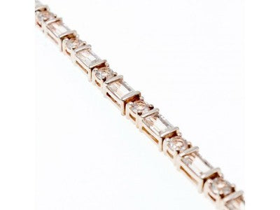 925 Sterlng Silver White/Colorless Spinel Bracelet Thailand Size 7.5 IN