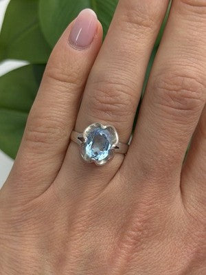 925 Sterling Silver Blue Topaz Ring Size 7.5