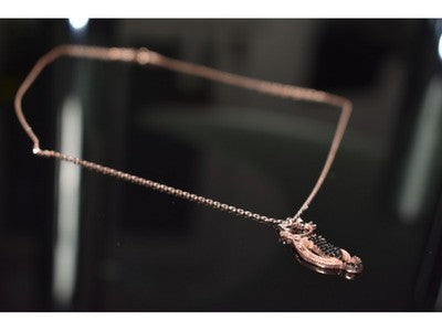 925 Sterling Silver Gold Plated CZ "Black Cat" Chain with Pendant Turkey