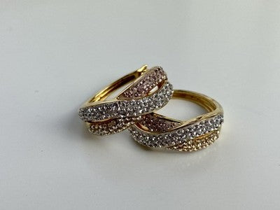 925 Sterling Silver Gold Plated Multicolor CZ Hoop Earrings