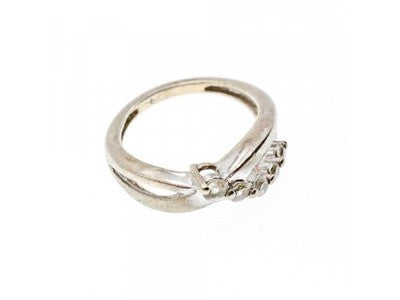 925 Sterling Silver White Topaz Ring Size 7