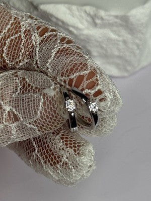 925 Sterling Silver Minimalist CZ Earrings Length 0.5 Inch