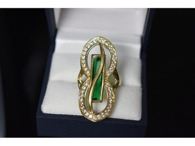925 Sterling Silver Alpanite & CZ Ring Size 8 Turkey