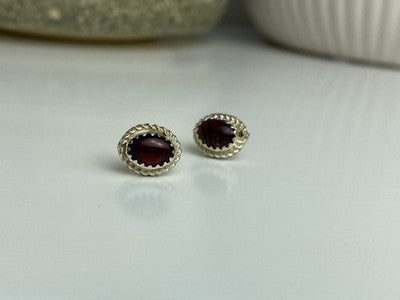 925 Sterling Silver Agate Stud Earrings