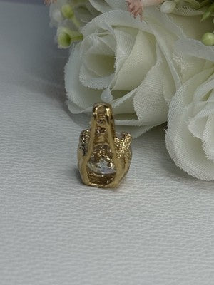 925 Sterling Silver Gold Plated CZ Pendant Length 0.80 Inch