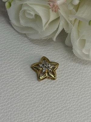10K Yellow Gold Diamond Star Pendant Length 0.50 Inch