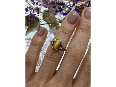925 Sterling Silver Tiger'S Eye Ring Size 5.5