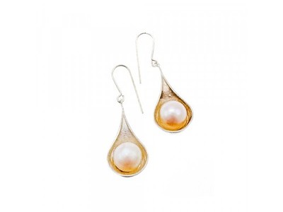 925 Sterling Silver Pearls Earrings Italy