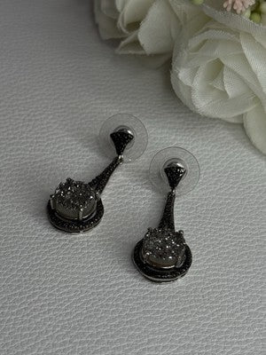 Elegant 925 Sterling Silver Marcasite Earrings Length 1.25 Inch