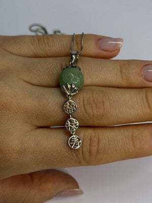 925 Sterling Silver Jadeite Necklace Length 18 Inch