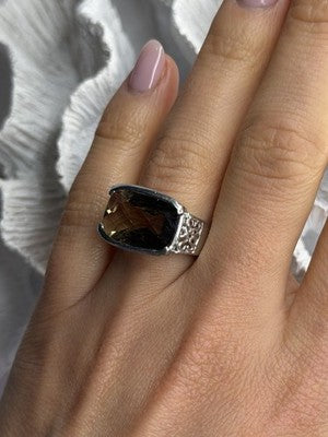 925 Sterling Silver Brown Tourmaline Ring Size 7