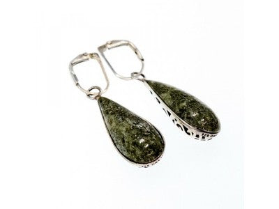 925 Sterling Silver Green Jasper Earrings