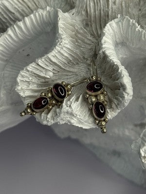 925 Sterling Silver Garnet Pyrope Earrings Length 1.15 Inch