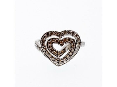925 Sterling Silver Sapphires "Heart" Ring Size 7