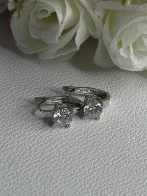 925 Sterling Silver CZ Earrings Length 0.65 Inch