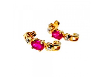 925 Sterling Silver Gold Plated Pink Topaz Stud Earrings