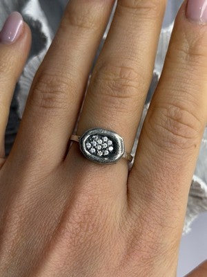 Unique Design 925 Sterling Silver Cz Ring Size 8