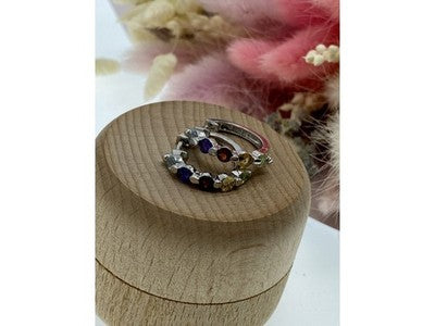 925 Sterling Silver Multi Gemstones "Rainbow" Earrings