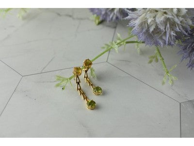 14K Yellow Gold Heliodor & Tsavorite Earrings