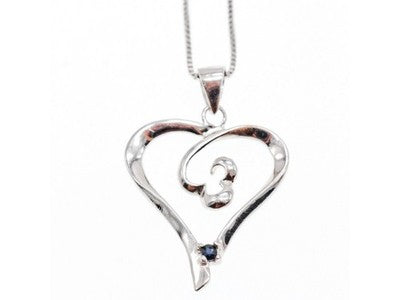 925 Sterling Silver Sapphire "Heart" Chain With Pendant