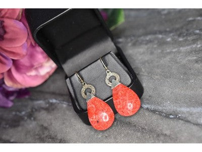 Vintage 925 Sterling Silver Red Jasper Earrings