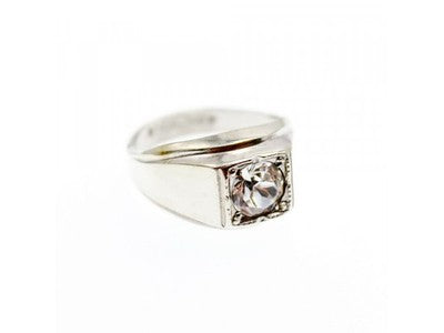 Men's 925 Sterling Silver White Beryl Ring Size 10.5