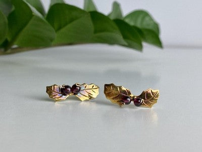 925 Sterling Silver Gold Plated Agate "Foliage" Earrings