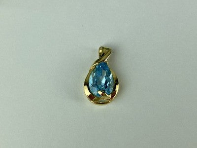 925 Sterling Silver Gold Plated Blue Spinel Pendant