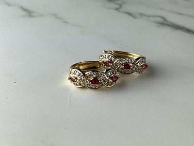 925 Sterling Silver Gold Plated Pink Topaz Earrings