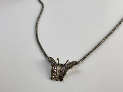 925 Sterling Silver Gold Plated Haliotis Butterfly Chain With Pendant