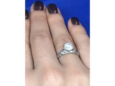 Engagement Ring with 10K white gold plated Size 6.5