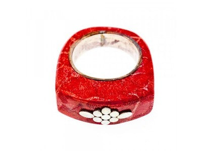 925 Sterling Silver Coral Exclusive Ring Size 10