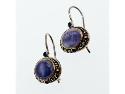 Vintage 925 Sterling Silver Agate & Marcasites Earrings
