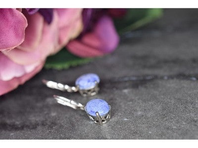 925 Sterling Silver Purple Agate Earrings