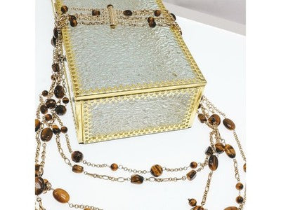 925 Sterling Silver Gold Plated Tiger's eye Necklace
