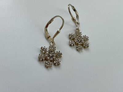 925 Sterling Silver CZ "Snowflakes" Earrings