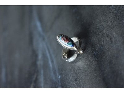 Ring with Enamel "Flowers" Size 6.5