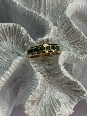 925 Sterling Silver Gold Plated Emerald Ring Size 8