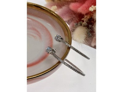 925 Sterling Silver CZ Hoop Earrings