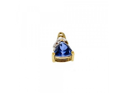 10K Yellow Gold London Blue Topaz & Diamond Pendant