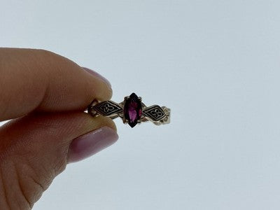 925 Sterling Silver Almandine Ring Size 7