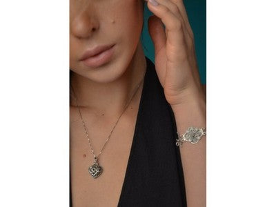 925 Sterling Silver Marcasites Heart Chain With Pendant