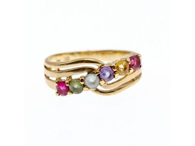10K Yellow Gold Multi Gemstones Ring Size 6.5