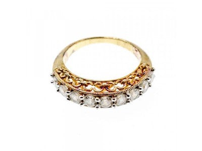 925 Sterling Silver Gold Plated White CZ Ring Size 7