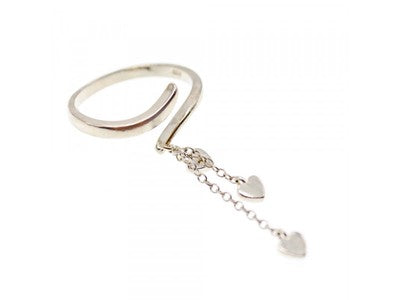 925 Sterling Silver "hearts" Ring Size Adjustable