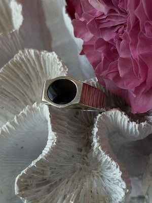 Mens 925 Sterling Silver Onyx Ring Size 12